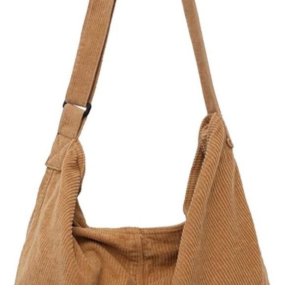 Unisex Corduroy Large Shoulder Bag Casual Travel Work Organizer - Picture 1 of 7